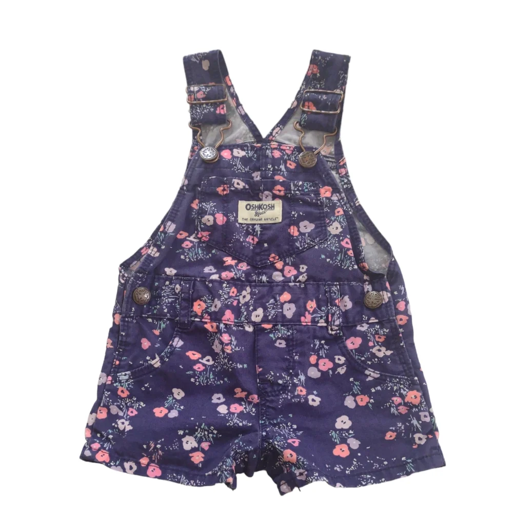 OshKosh B'gosh purple/pink floral cotton overalls Size 6 months